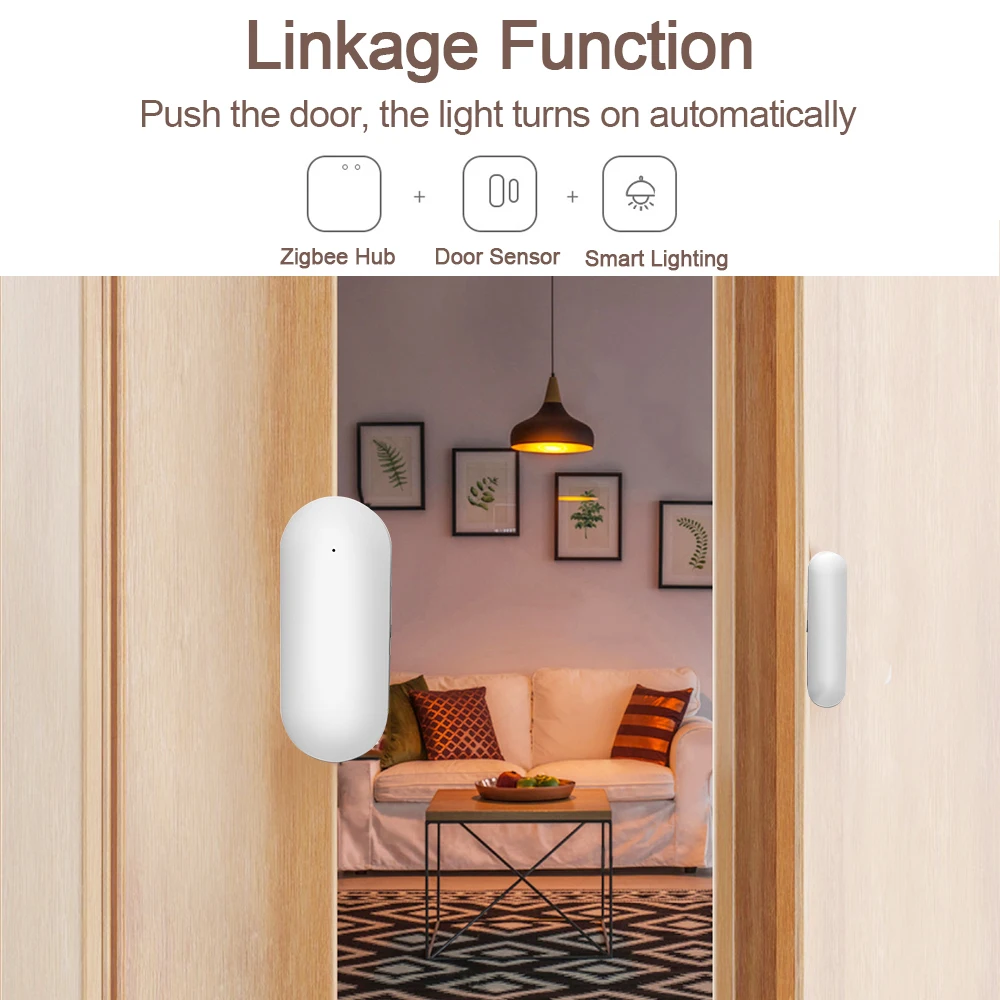 Tuya Smart Door Sensor WiFi Window Open/Closed Detectors Smartlife APP Remote Real-time Monitor Works With Google Home Alexa