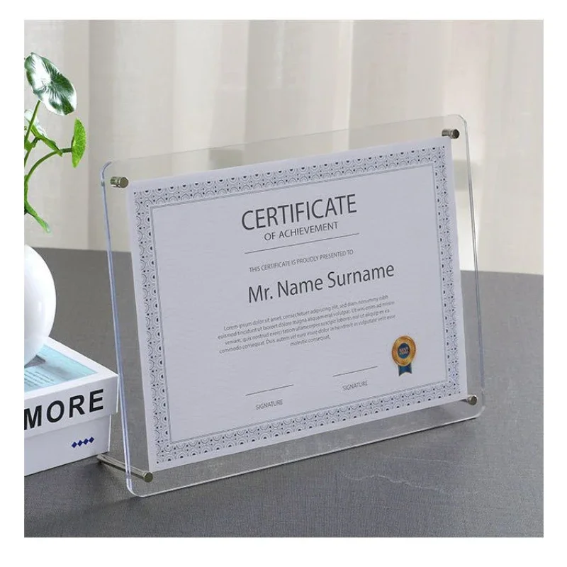 A Acrylic Photo Frame, Crystal Table Mounting, Business License Picture  Certificate Photo  Award Display