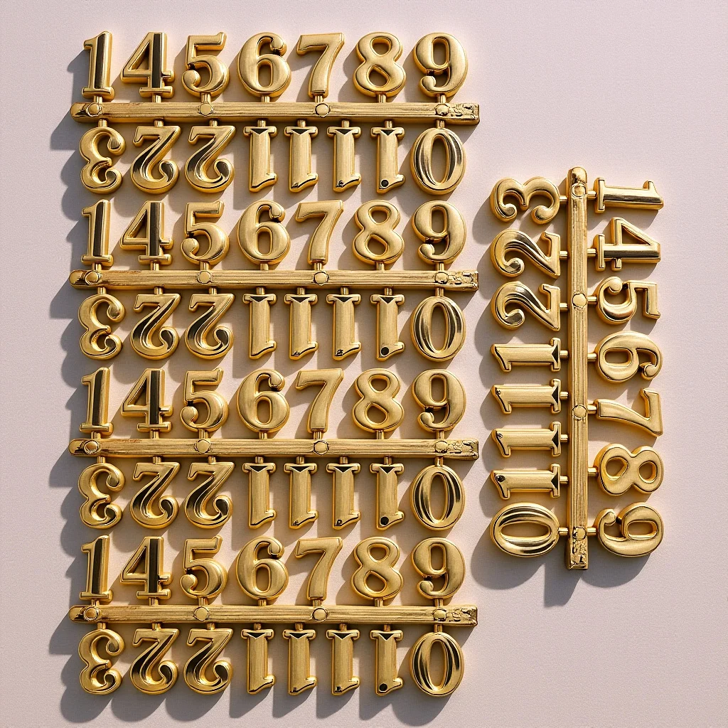 

5 set Clock Arabic Numbers Kit Large Silver Replacement Set For Diy Decoration Wall Clock Numbers Repairing Accessories Golden