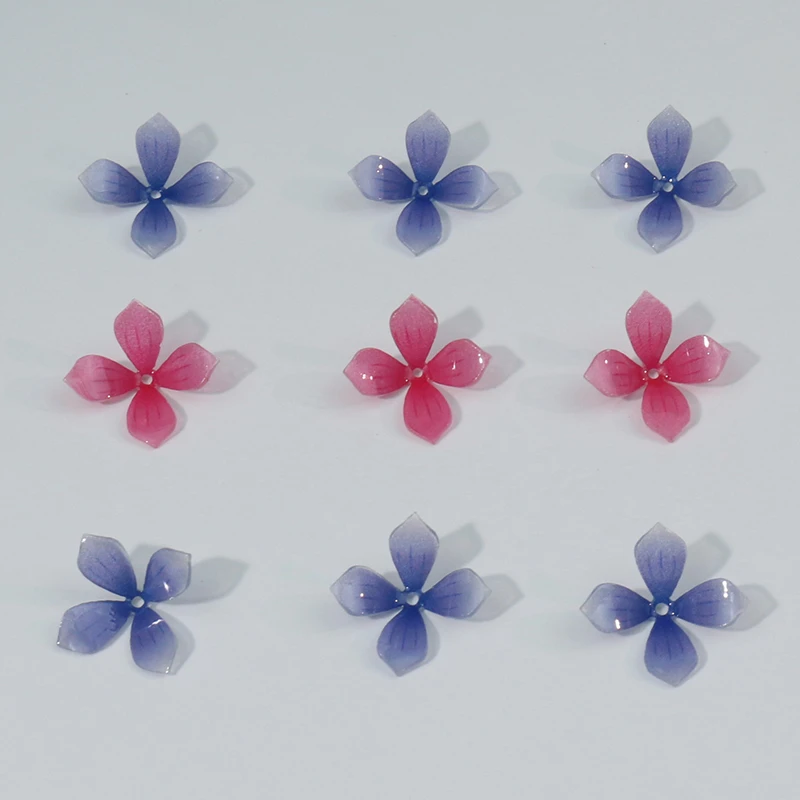 

10pcs 15x15mm Red Purple Four Fetal Flower Beads for DIY Jewelry Making Handmade Resin Earring Necklace Bracelet Hair Components