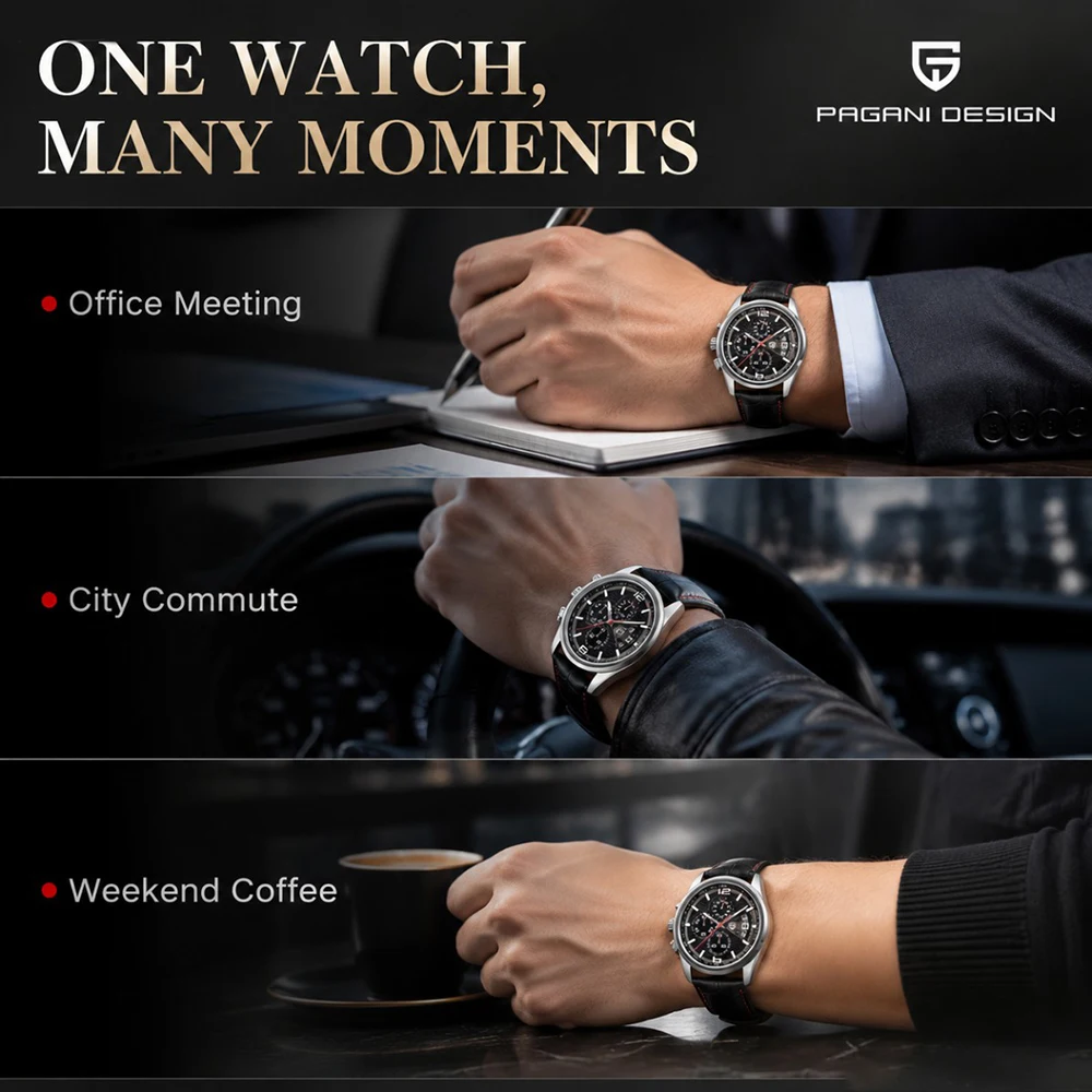 2026 Hot PAGANI DESIGN Business Fashion Multi functional Watch Quartz Waterproof Precise Timing Code Luxury Watches for Man