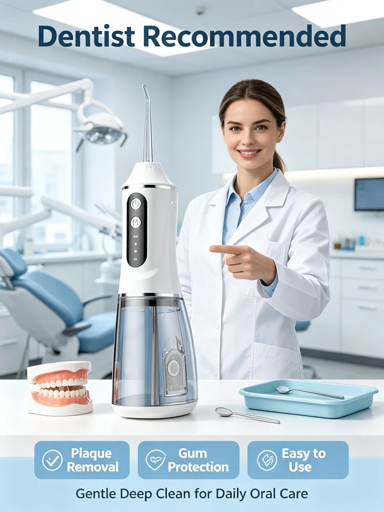USB Rechargeable Portable Waterproof Water Flosser, 300ml Tank, Teeth Cleaning Whitening Oral Care Device