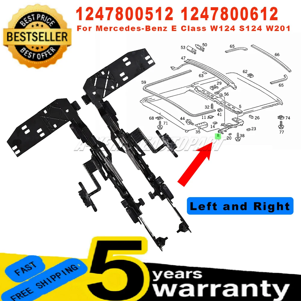 New 1247800512 1247800612 for Mercedes-Benz W124 W201 Sunroof Foot Lifting Angle Mechanism Linkage Bracket Kits Car Accessories