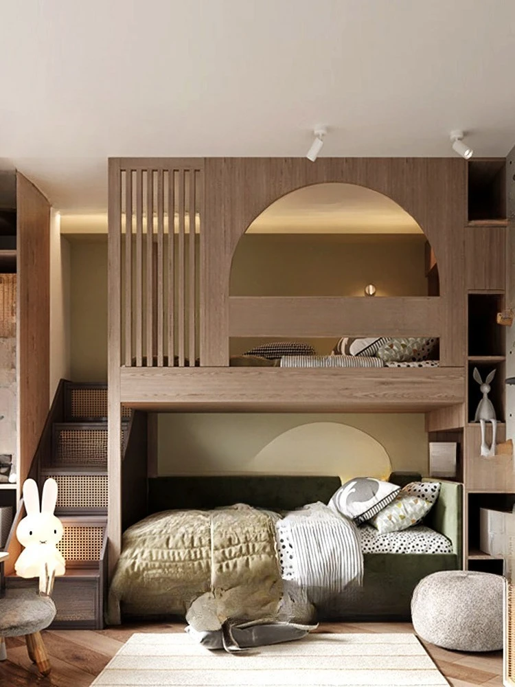 سرير بيت شجرة، سرير خشبي صلب فاخر متعدد الوظائف، سرير علوي لمنزل الألعاب