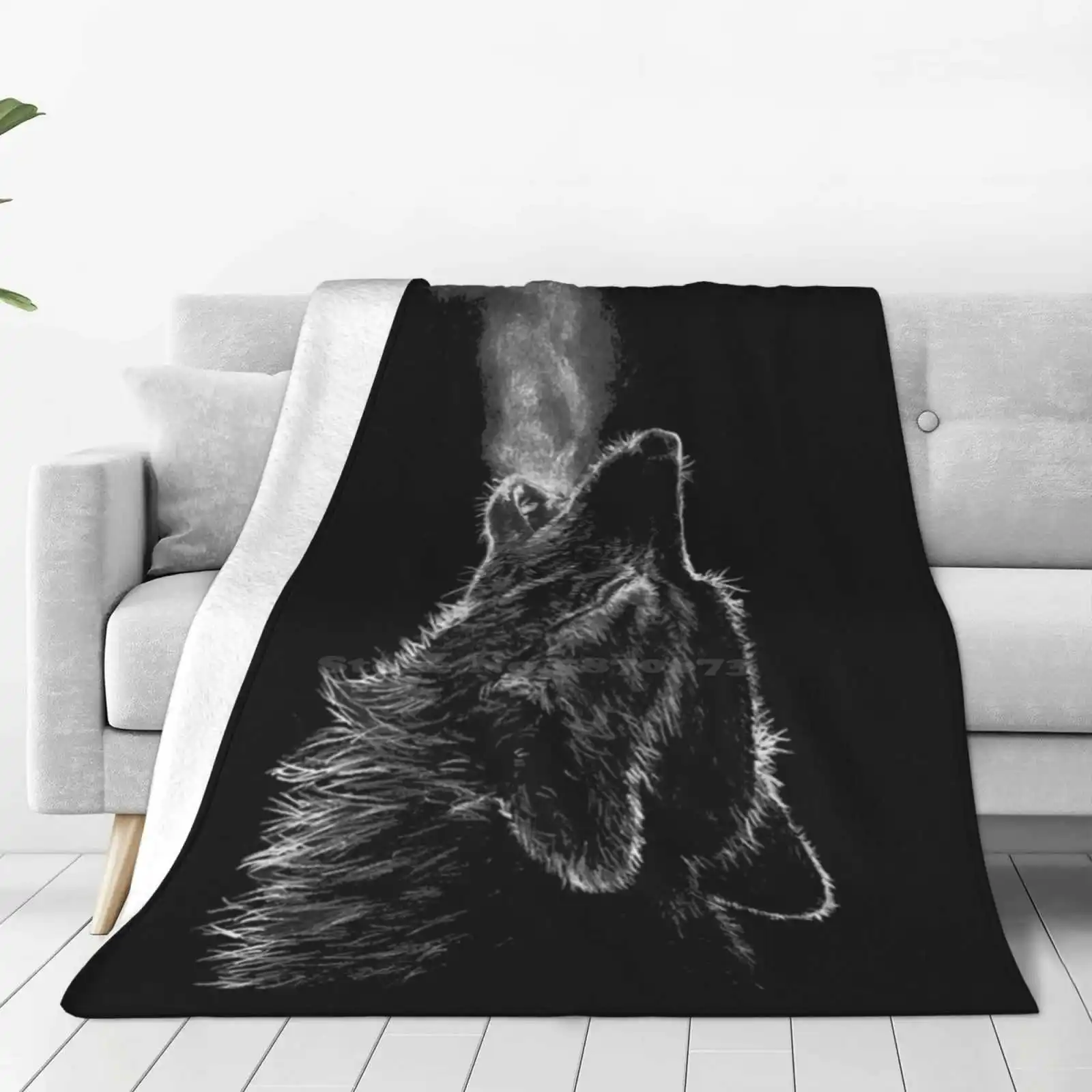 Wolf Top Quality Comfortable Bed Sofa Soft Blanket Howl Black White Animals Wild Forest Beautiful Cute Breath Wolfs Eyes Big