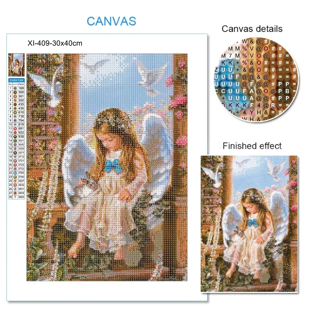 DIY Angel Baby Diamond Painting Full Round Diamond Mosaic Girl 5D Rhinestone Embroidery Art Cross Stitch Home Decoration Gift