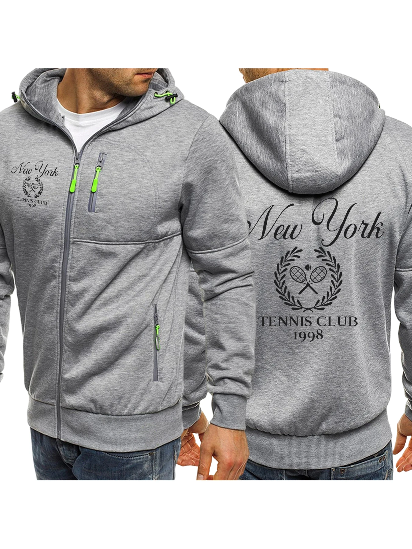 

New York Tennis Club Prints Man Zipper Hooded Casual Oversize Streetwear Autumn Fashion Hoodie Fleece Comfortable Sportswear