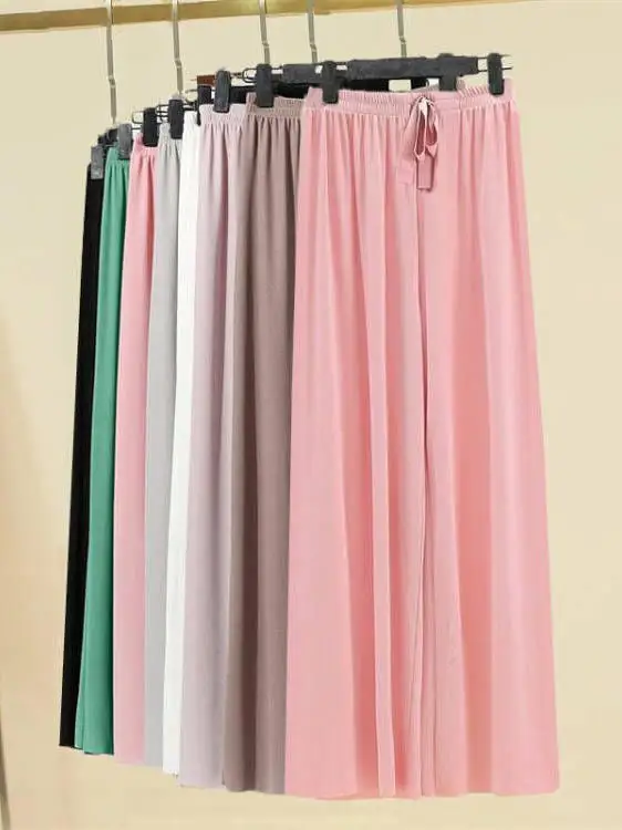 

Шелковые брюки-палаццо прямого кроя, тонкие, укороченные, свободные, для дома и отдыха, женские, летние, прохладные, спортивные