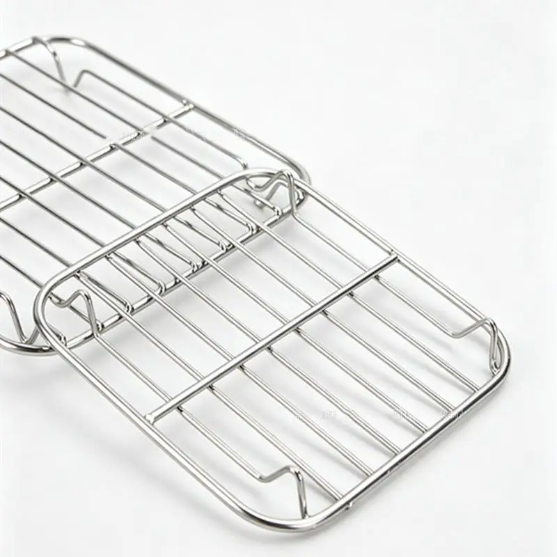Round Square 304 Stainless Steel Thicken Air Fryer Rack Grid Grill For Home Kitchen Oven Steamer Cooker