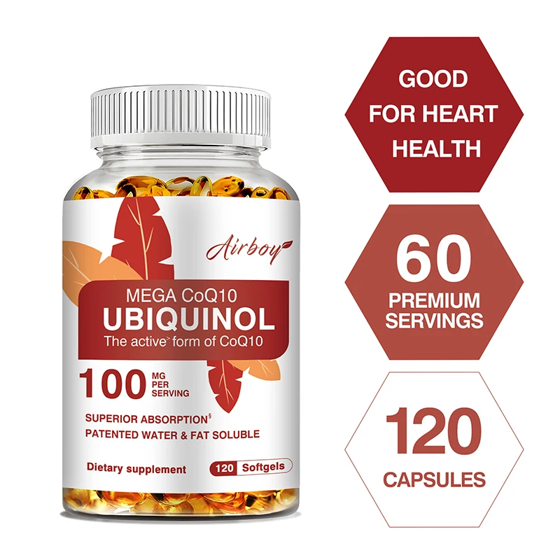 

Ubiquinol CoQ10 100mg - Supports Joint & Heart Health, Antioxidants, Provides Energy, and Promotes Cardiovascular Health