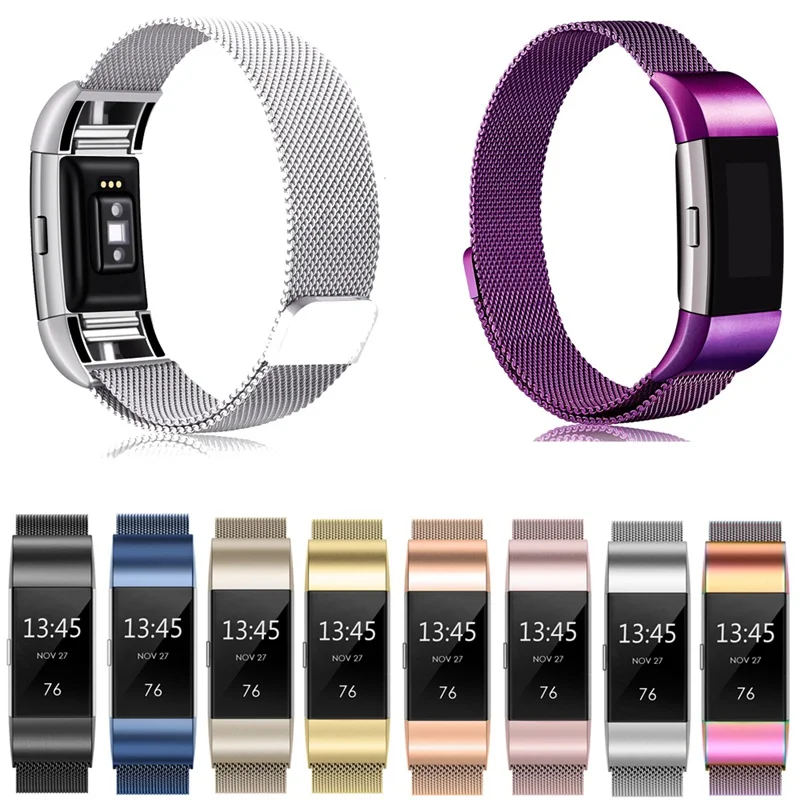 Tali Jam Tangan Pintar Logam Magnetik untuk Fitbit Charge 2 Band Gelang Baja Tahan Karat Gelang Wacthband untuk Fitbit Charge 2 Gelang Tangan