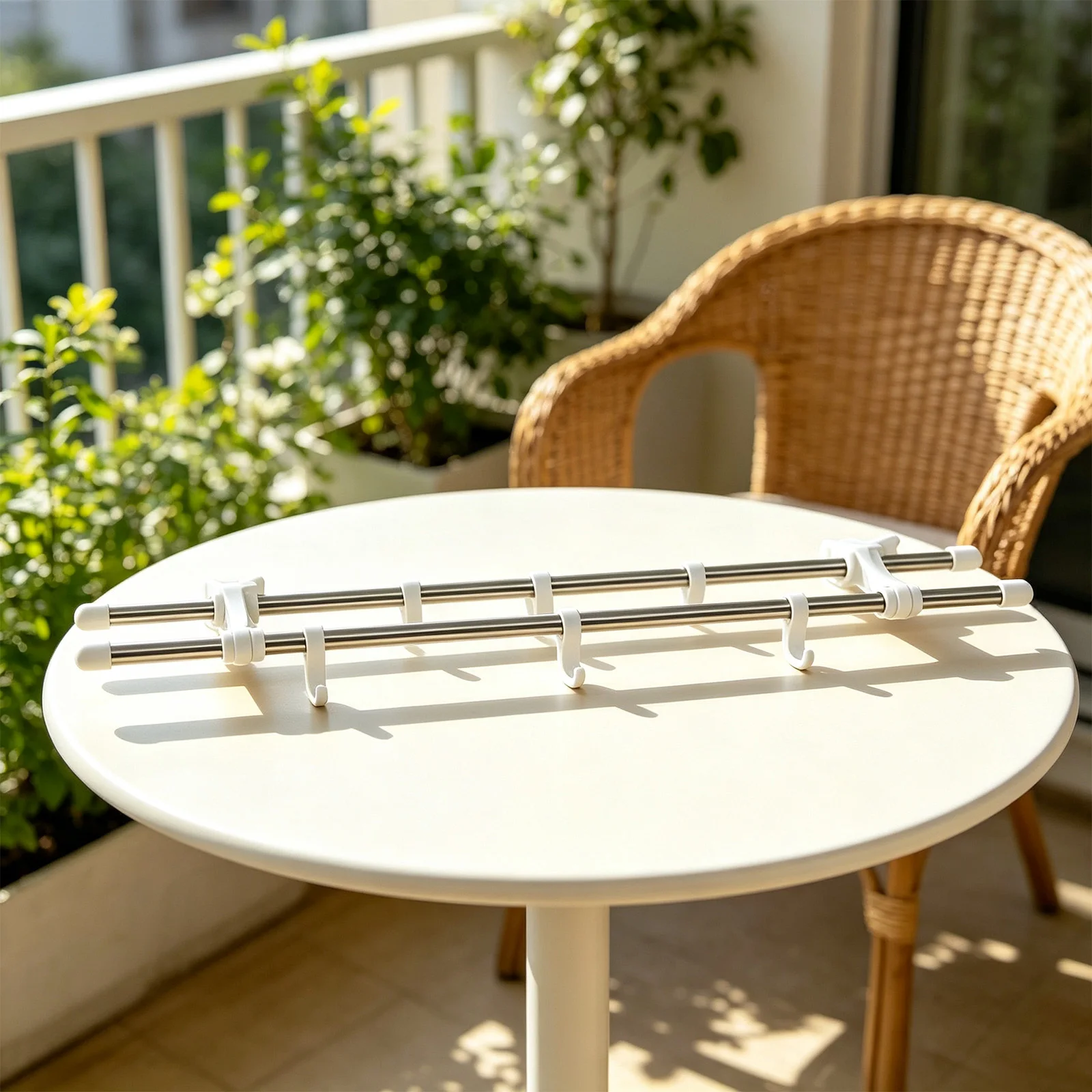1set Pole Radiator Towel Rail With 6Hooks Strong Load-Bearing Capacity Home Improvement Accessories Household Supplies