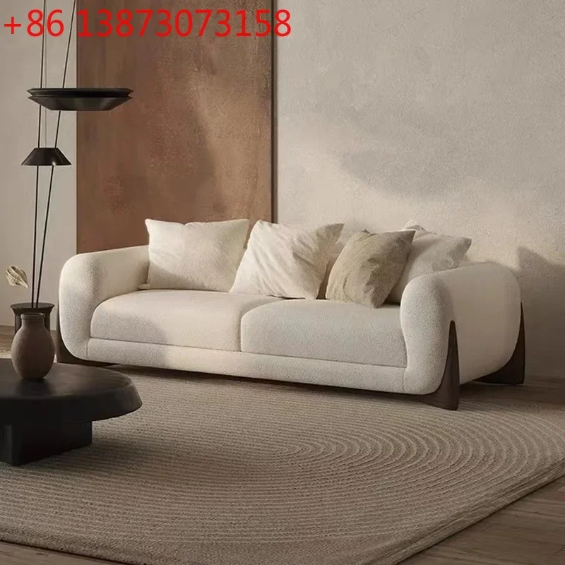 Nordic modern simple fabric Japanese wabi-sabi wind small apartment living room log color three-person sofa
