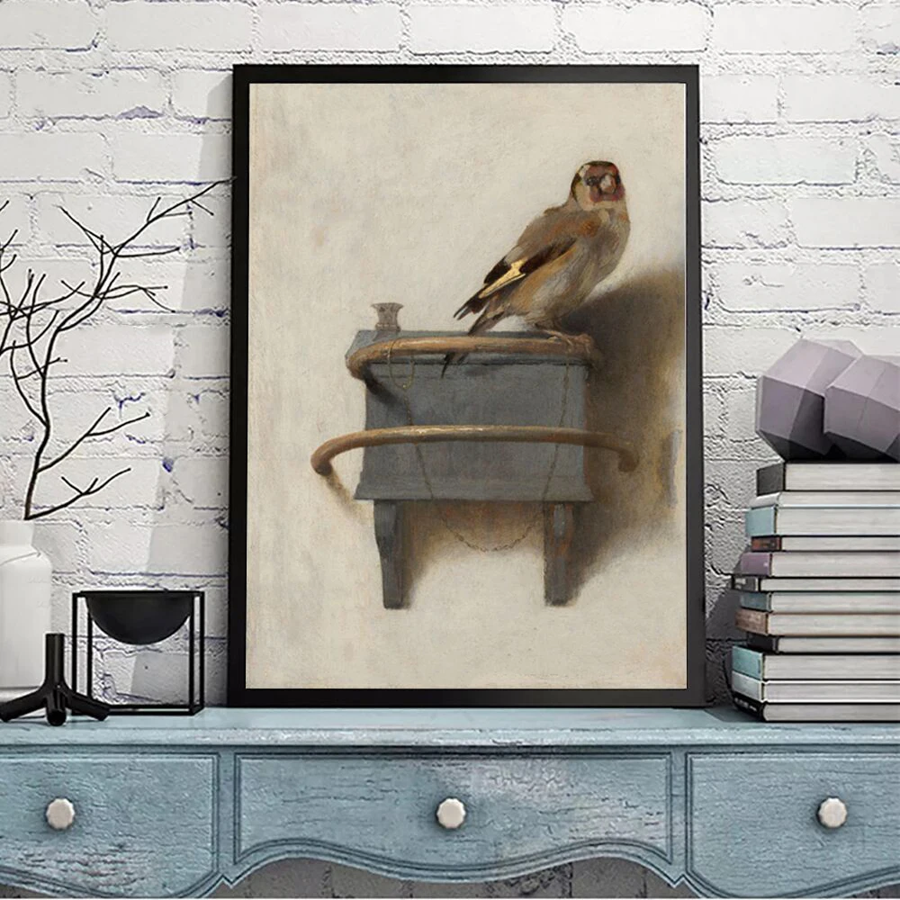 Canvas Painting Vintage Animal Bird Poster Carel Fabritius The Goldfinch Print Wall Art Pictures For Living Room Home Decoration