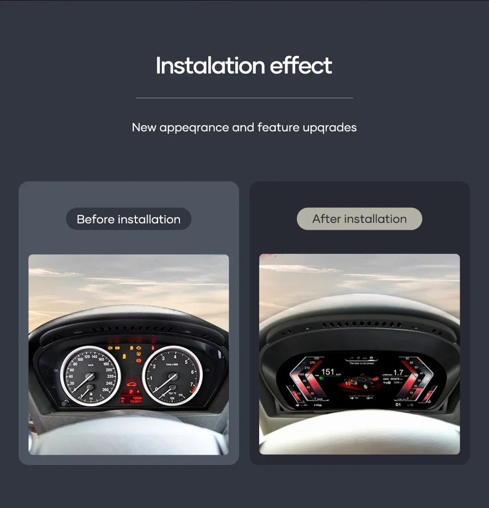 أداة العنقودية الرقمية لسيارات Bmw 3/5 Series F06 F10 F11 F18 F30 F31 F34 2011-2017 شاشة عرض علوية Hud Lcd Speedmeter لوحة القيادة