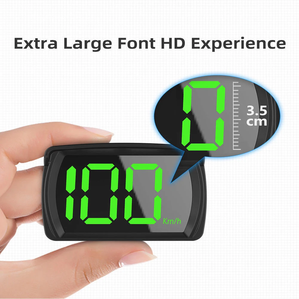 Universal Car HUD Head Up Display Dual Chips KMH MPH Reminder Meter HD LCD Display Plug and Play Big Font for All Vehicle