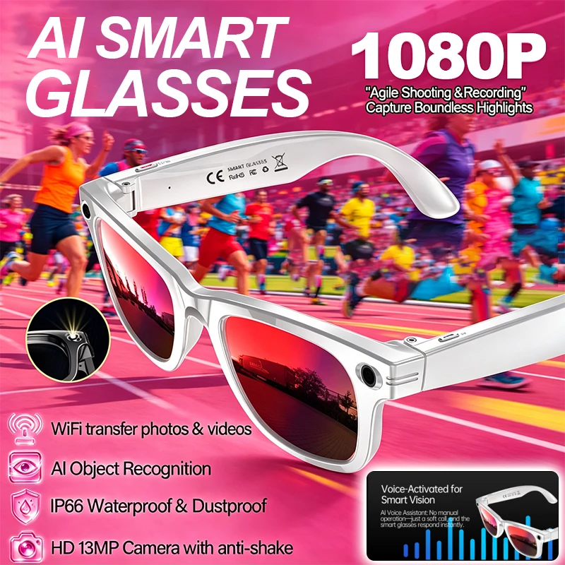 W620 AI Smart Glasses HD 13MP Camera Voice Wake-up WIFI Transfer AI Translation Recording ENC Dual-Mic Noise 290mAh Smartglasses