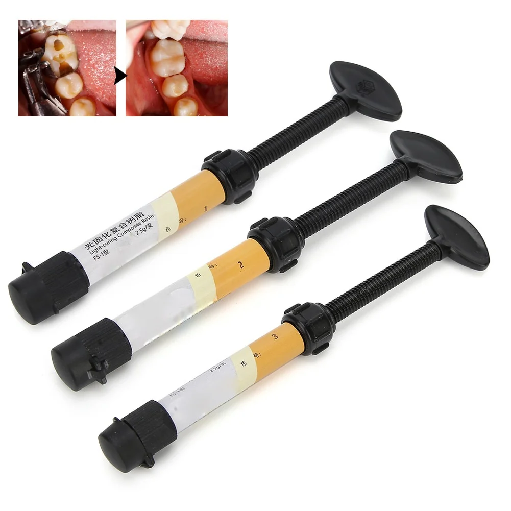 

Universal Dental Denfil Syringe Composite Light Curing Resin Dentist Material A1 A2 A3 Shade Curing Resin Micro Hybrid Composite