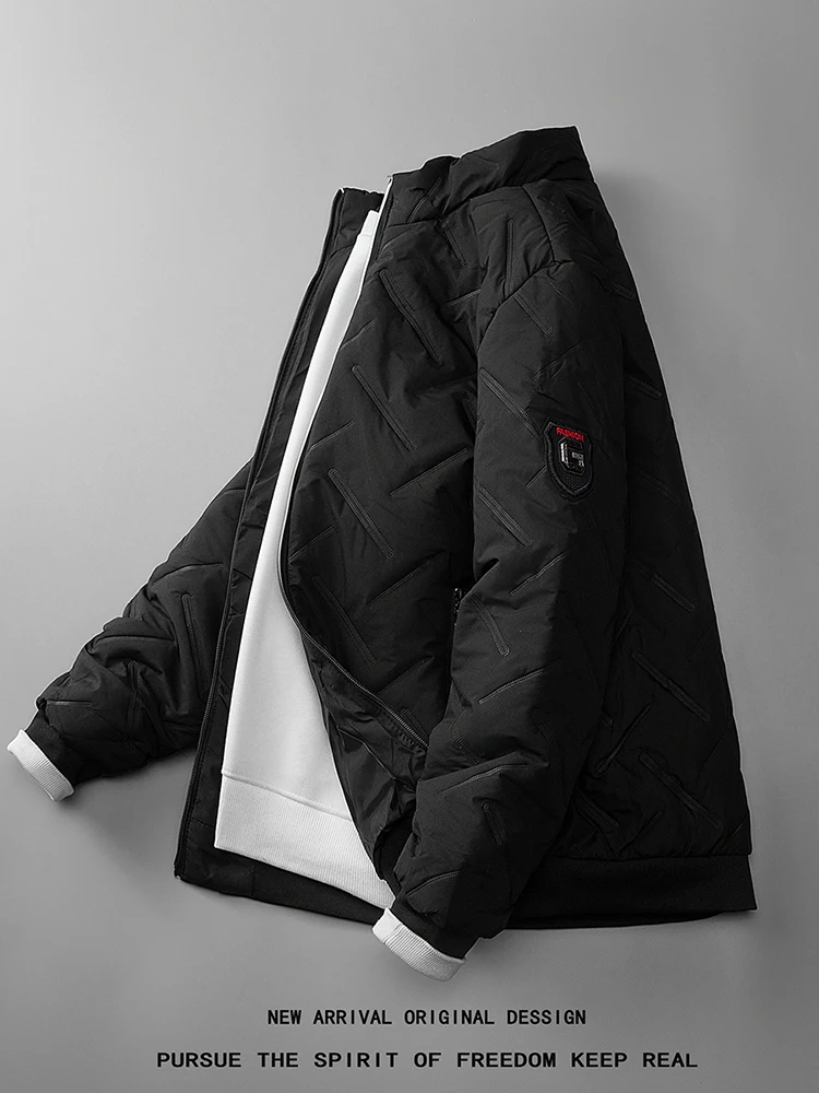 

Winter Thiened Men's down Cotton Jaet Faionable Youth Sle Warmth Youthful Trendy Zipper Decorated Loose Fit Regular L...