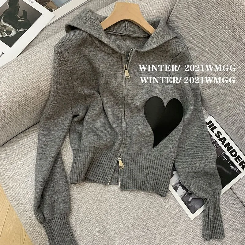 

Sweaters cardigans outerwear women outerwear design sense 2023 chic early autumn love trend hooded knit French sweater female