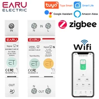 Tuya WiFi ZigBee MCB disyuntor inteligente 1/2P 63A interruptor medidor de energía temporizador relé kWh Protector de corriente de voltaje Control remoto