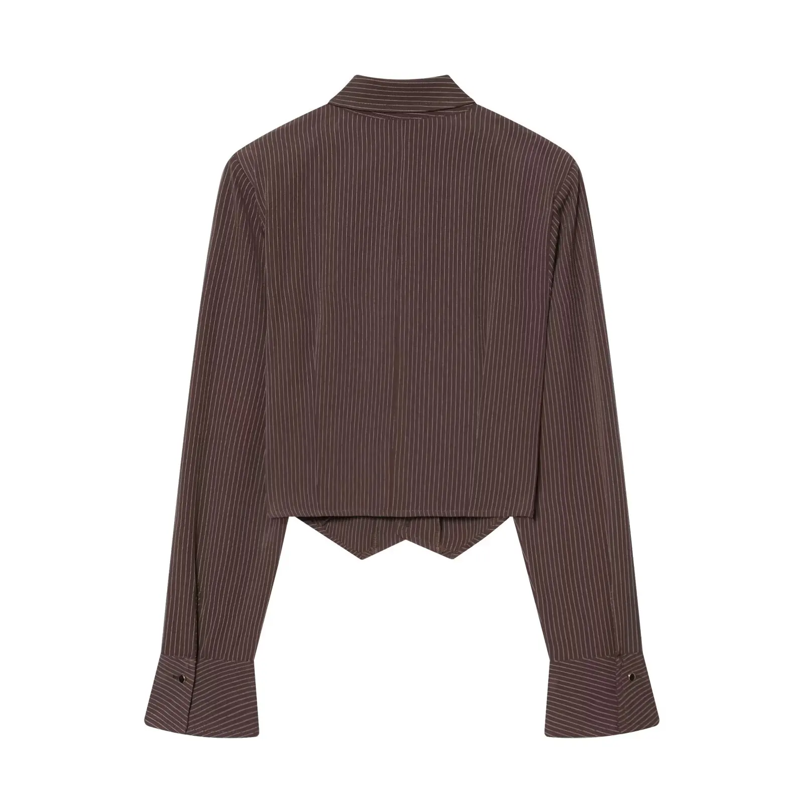 JNLEAOG Faionable ort Listrado oulder Pad irt para Mulheres Outono Novo Sle Loose Fit Longo Sve Fibra de Poliéster