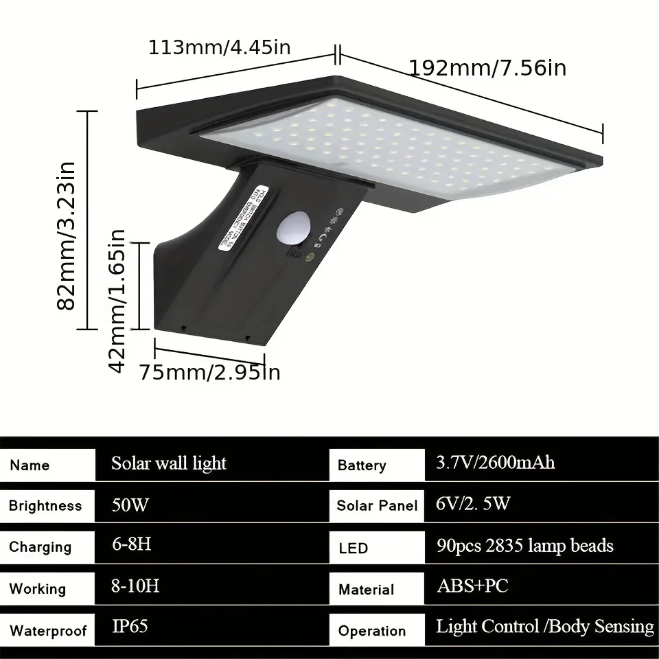 90 SMD2835 LED Solar Wall Lights Outdoor Solar Lamp Waterproof Motion Sensor Powered Sunlight Street Light for Home Garden Decor