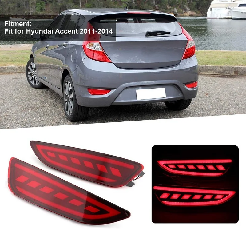 2x LED Rear Bumper Lamp Reflector Brake Fog Light For Hyundai Accent Hatchback two Function