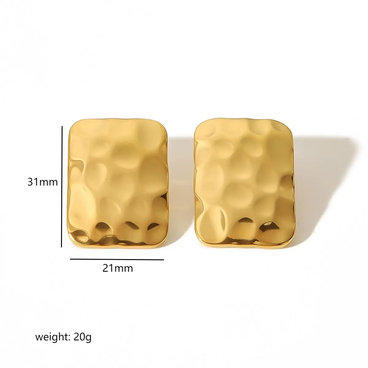 Vintage Wasserdichte Ohrstecker aus Edelstahl in Gold- und Silberfarbe, Quadratisch Strukturiert, Metallischer Modeschmuck für Damen – Detail 11