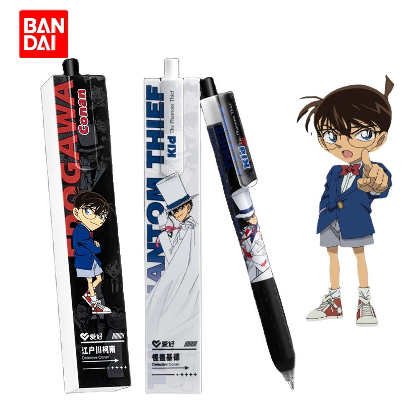 New Bandai Detective Conan Press Gel Pen /Mouri Ran 0.55mm Extractable Ballpoint Pen 10PCS Replacement Refill Student Supplies