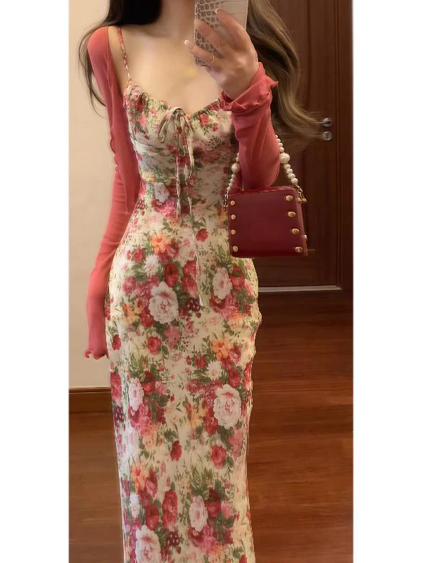 Französischer Sle-Blumendruck ter Dr. Beach Vaion, einzigartiger, schöner, figurbetonter Rock mit Taille, Herbstsaison, Damen-Dr