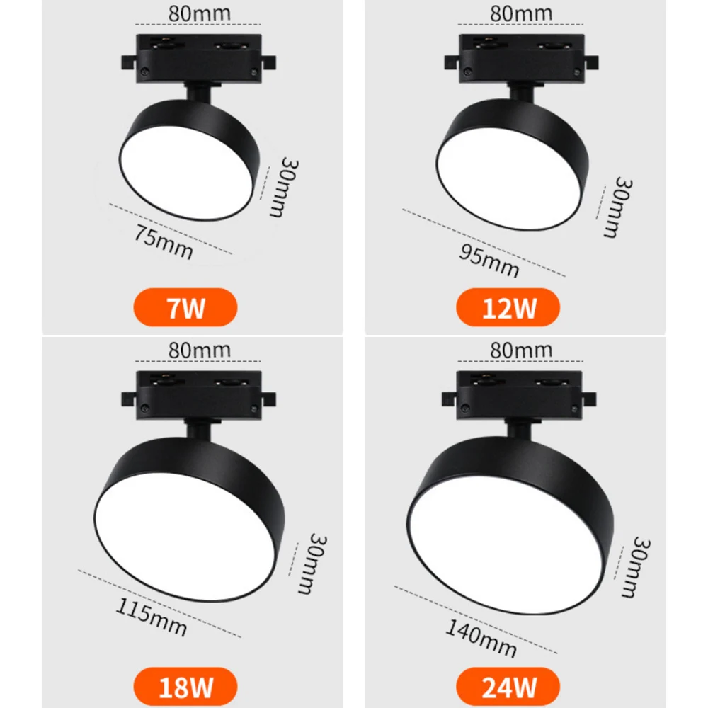 Luces de pista LED integradas, 10W, 12W, 18W, 24W, 30W, foco LED, Downlight para sala de estar, iluminación sin luz principal, serie de lámparas de