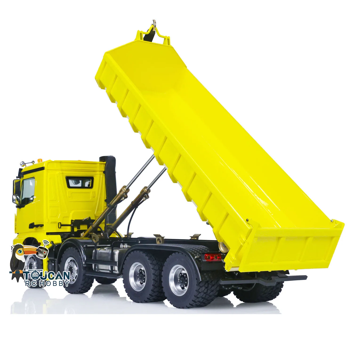 

Toys LESU 1/14 8x8 Hydraulic RC Dumper Truck Remote Control Painted Finished Full Dump Car Model Sound Light Machine THZH1654