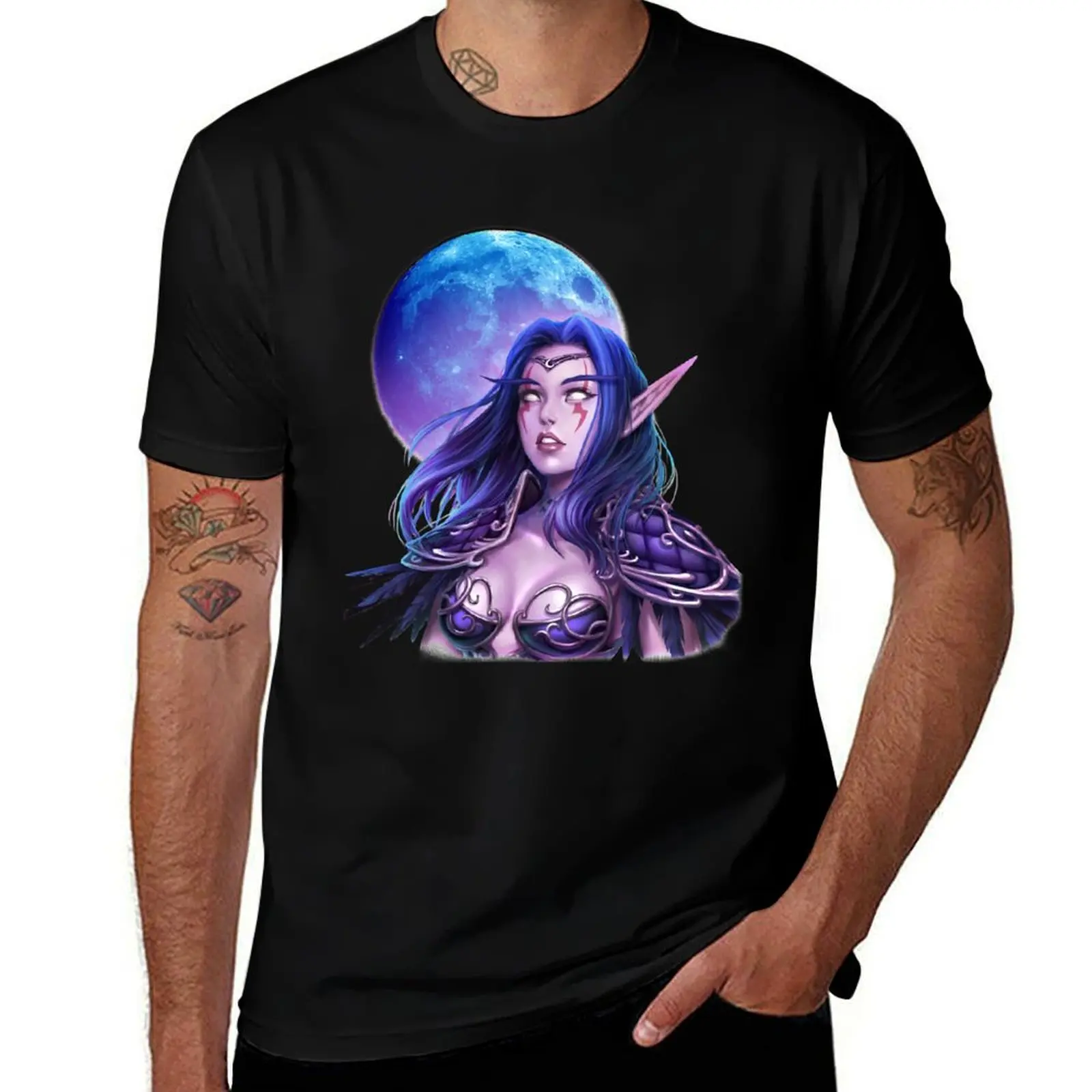 

Retro Vintage Hunter Night Elf Retro Wave T-Shirt anime stuff tops graphic shirts mens clothing