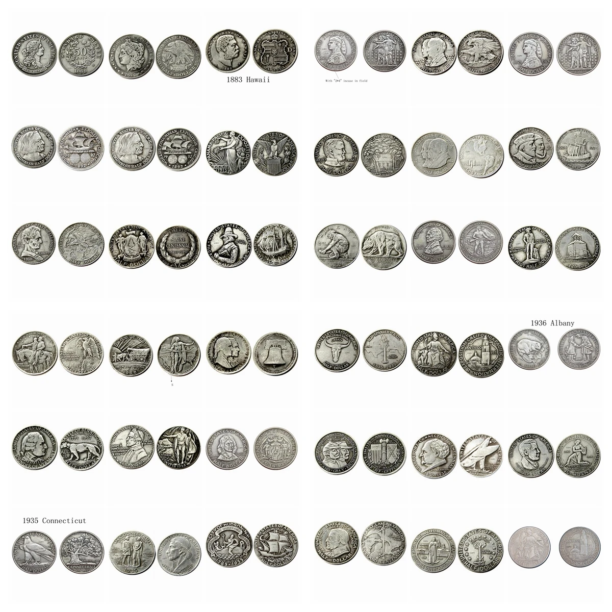 Reproduction US Half Dollar 1869-1936 Silver Plated Commemorative Coins