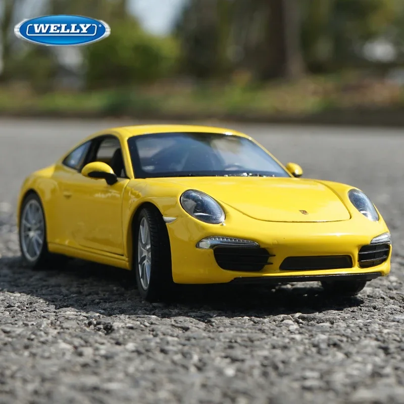 WELLY 1:24 Porsche 911 Carrera S Alloy Sports Car Model Diecasts Metal Toy Racing Car Model Simulation Collection Childrens Gift