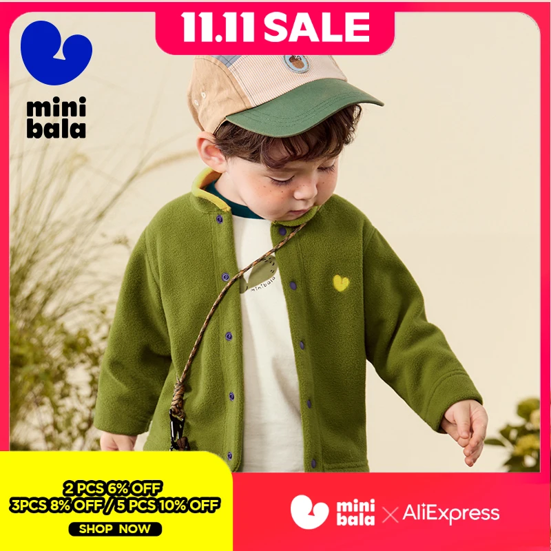 

Детское плюшевое пальто Mini Bala, осень 2023, новый антистатический флисовый теплый топ для малышей