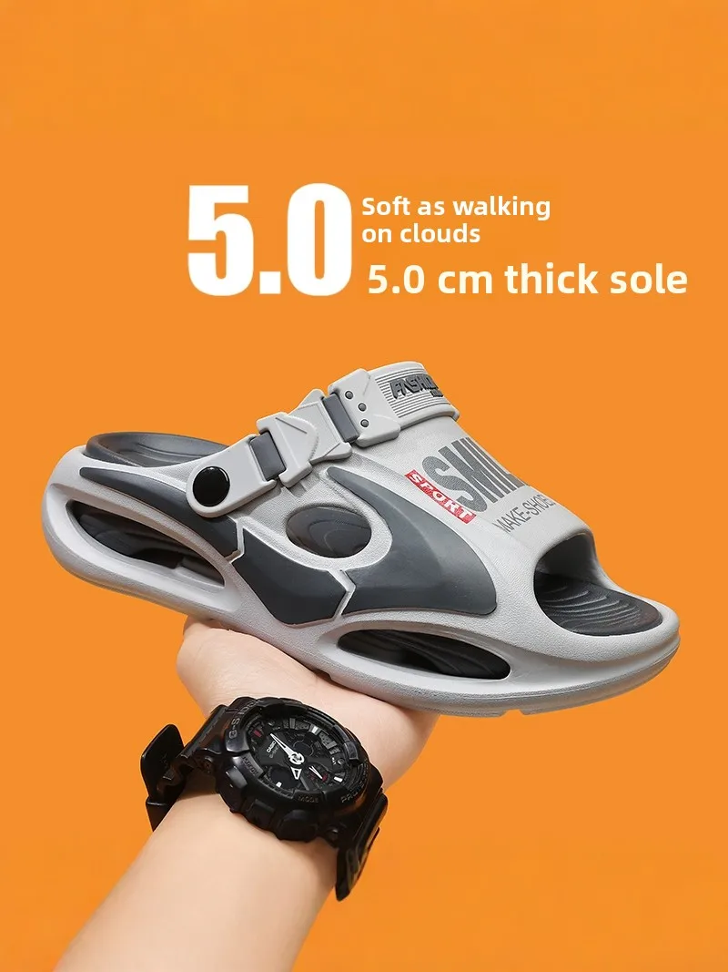 

Casual Men's Slippers Thick Bottom Summer Anti-Slip Fashion Brand Driving Beach Sandals Comfortable Wear EVA Material