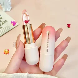 Magic Temperature Color Changing Lipstick Gold Foil Flower Lipstick Waterproof Red Jelly Lip Plumper Makeup Girl Cute Cosmetics