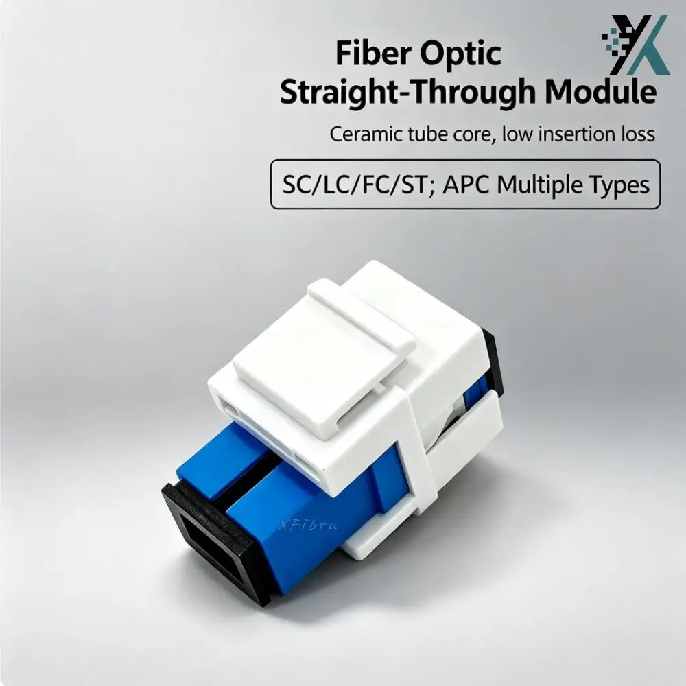 SC UPC Optical Fiber Keystone Pass Through Plug With Hook Insert For Duplex SC/SC Connector Adapter Network Extension Module