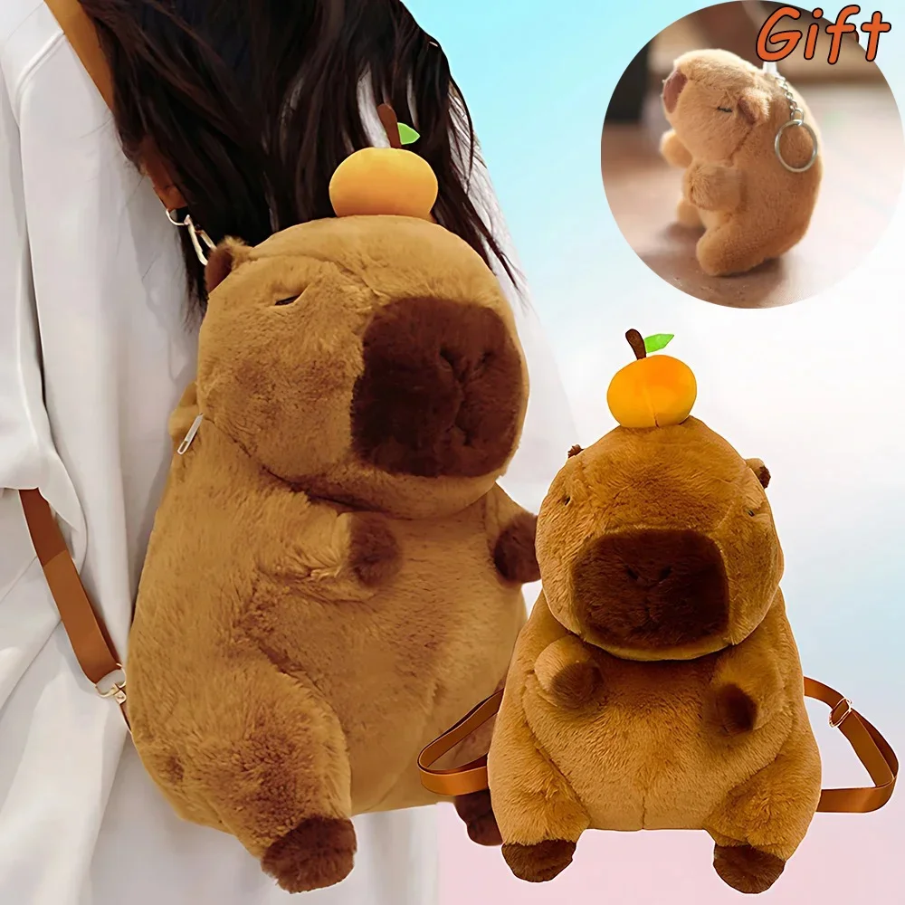 Capybara Plush Backpack Kawaii Fashion Plushie Doll Fur Bag Children\'s Bag Shoulder Bag Mini Knapsack Bags Gifts For Girlfriend