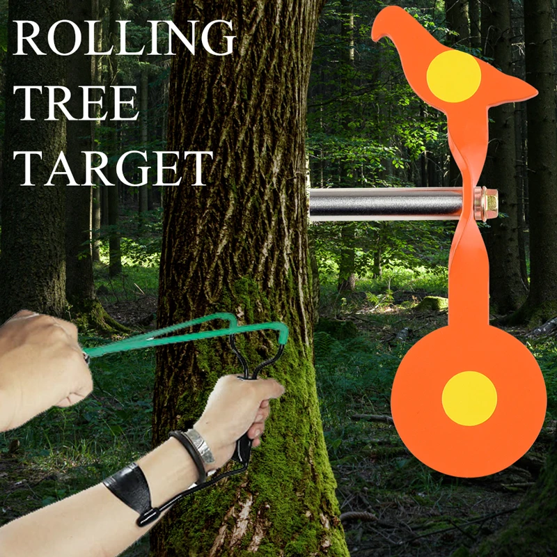 Tree Target Metal Stainless Steel Rotating Bird Shaped Target Outdoor Slingshots Bow Animal Shooting Simple Set Bow Accessories