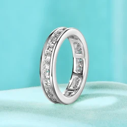 IOGOU Original 2.5mm Moissanite Ring 14k Gold Plated S925 Silver for Couple Women Men Full Eternity Band Engagement Promise Ring