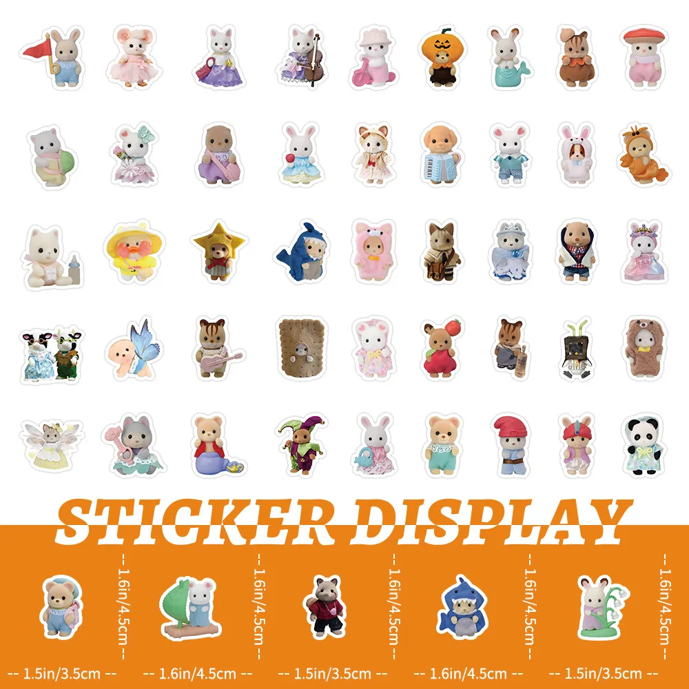 Autocollants Calico Critters, 100 pièces/ensemble, stickers de décoration pour cahier bagages, dessin animé, jouet