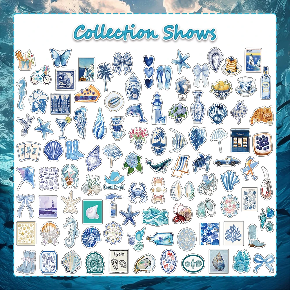 

10/30/50/100pcs Cute Blue Coast Girl Stickers Cartoon Ins Style Aesthetic Sticker Suitcase Notebook Phone Car Decals Decoration