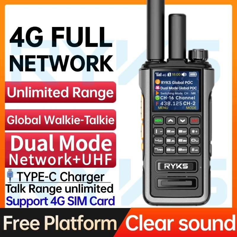 Global-Intercom 4G PoC and UHF Internet Two-Way Radio Sim Card walkie talkie long range 5000km pair (no fee) Intercom platform