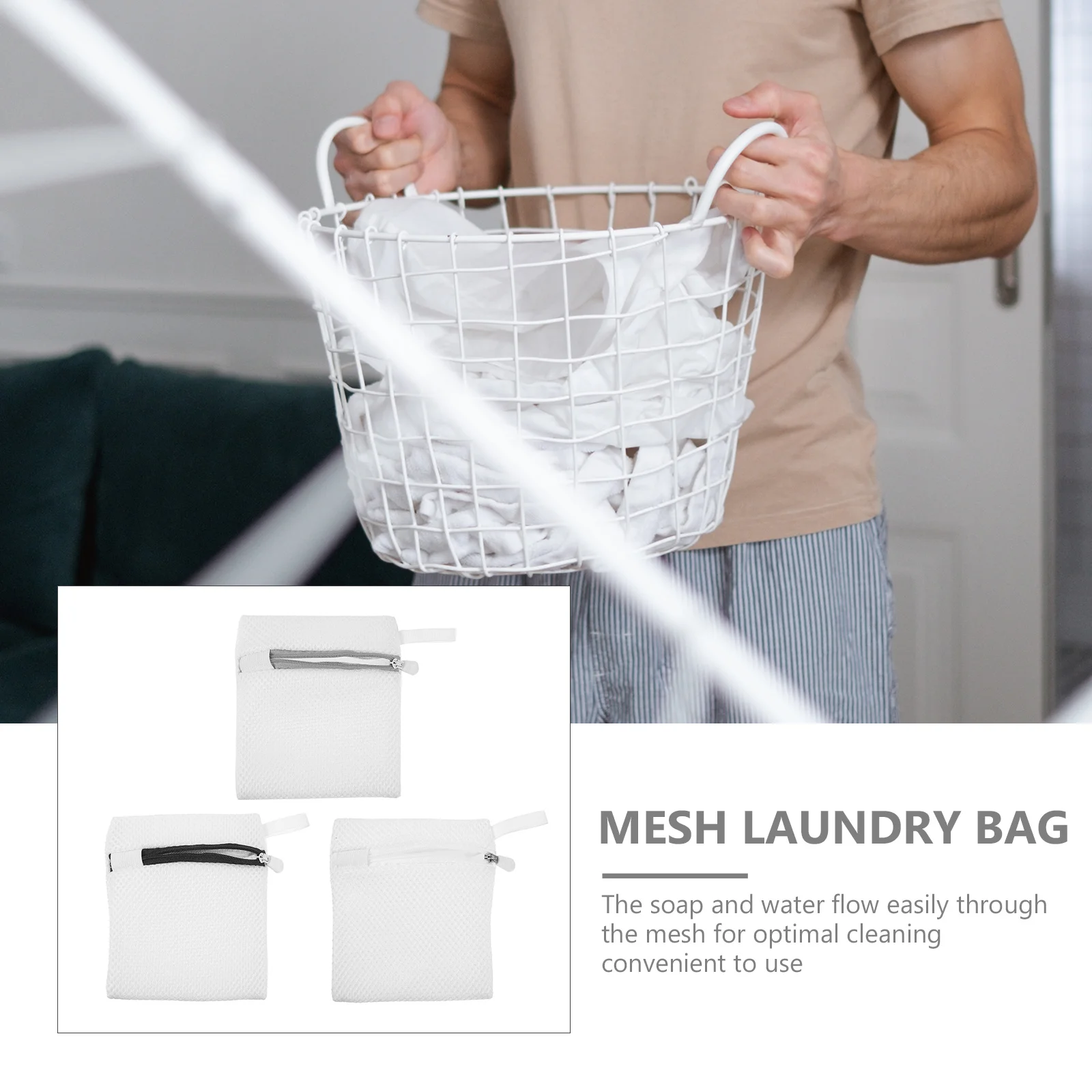 

3Pcs Mesh Laundry Bags Mini Washing Bags for Bra Underwear Socks Polyester Laundry Washer Net Bag