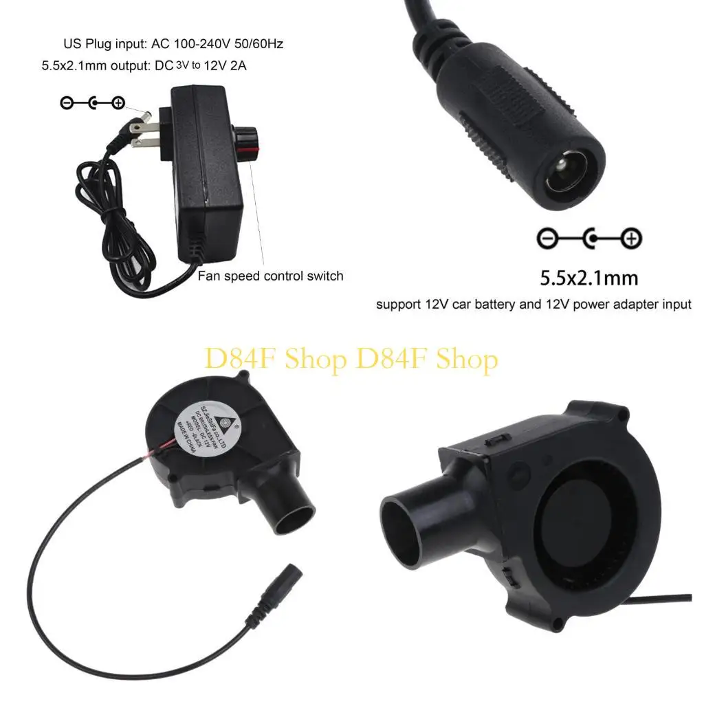 

D84F US Plug BBQ Air Blower Portable BBQ Fan Air Blower Handheld Barbecue Air Fan 12V Lightweight Portable Fan for Outdoor