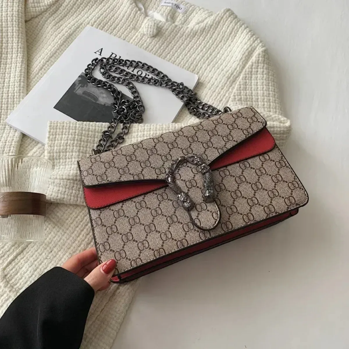 2024 new fashionable high-end wine god women's bag multifunctional European and American chain bag single shoulder crossbody bag image 5
