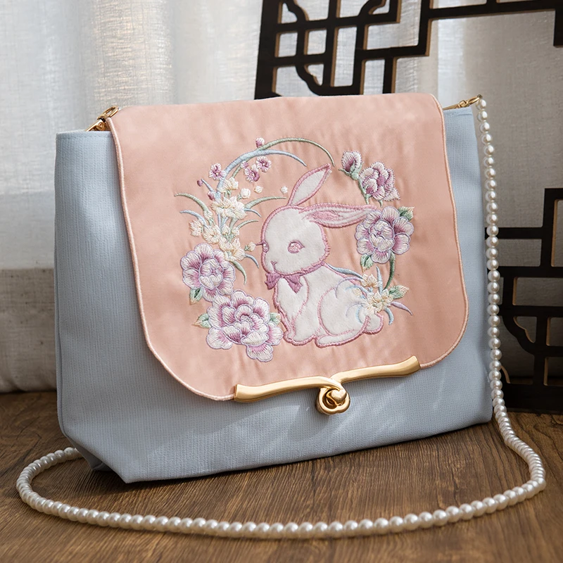 

Anime Tian Guan Ci Fu Bunny Bag Cosplay Xielian lolita Hanfu bag Little Rabbit Ancient Crossbody Bag Embroidered for Women Girls